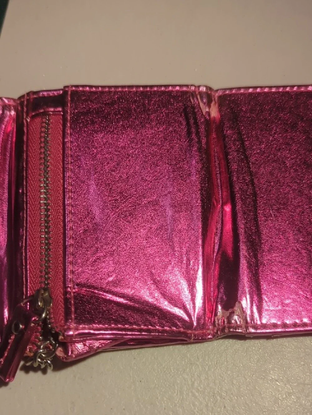 Victoria's Secret Metallic Hot Pink Mini Card Holder Keychain